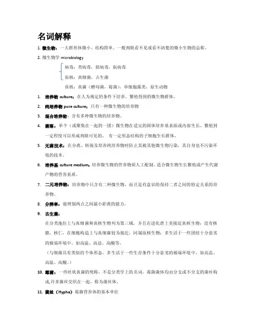 微生物学名词解释