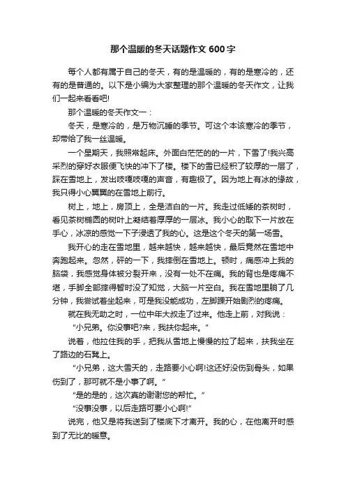 那个温暖的冬天话题作文600字