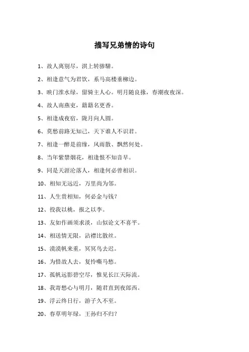 描写兄弟情的诗句