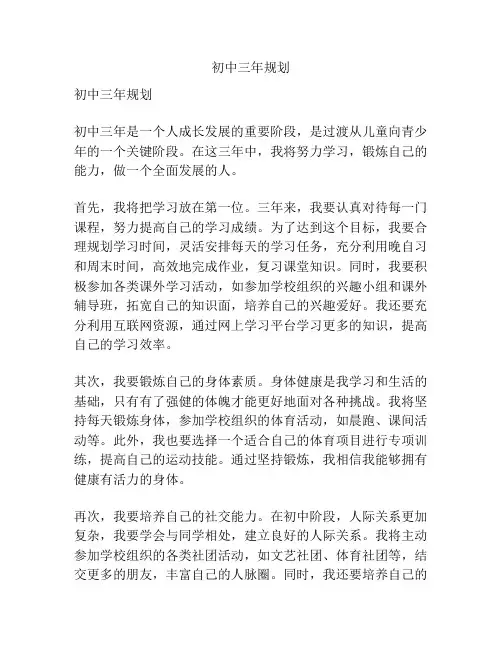 初中三年规划