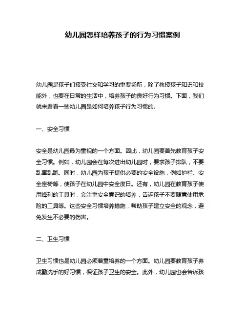 幼儿园怎样培养孩子的行为习惯案例