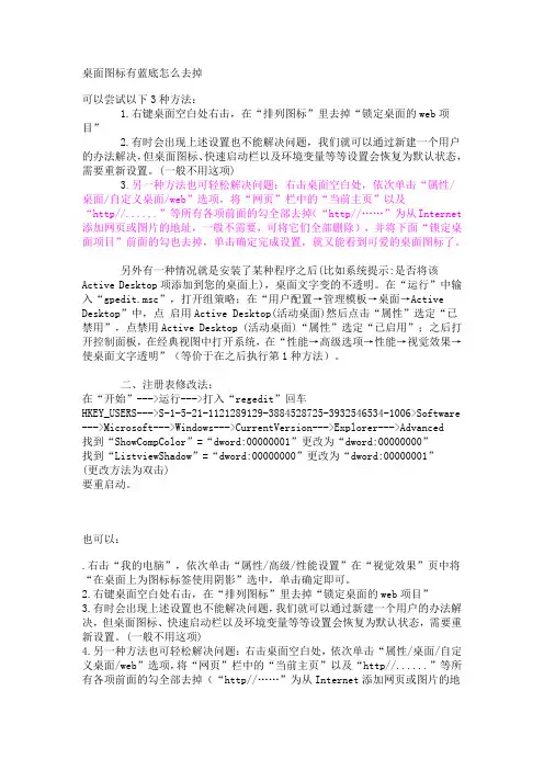 桌面图标的蓝底怎么去掉？
