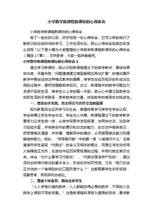 小学数学新课程新课标的心得体会（精选17篇）