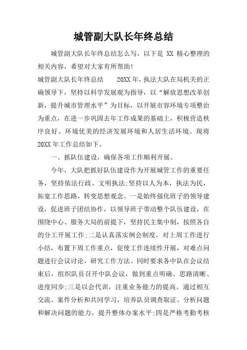 城管副大队长年终总结