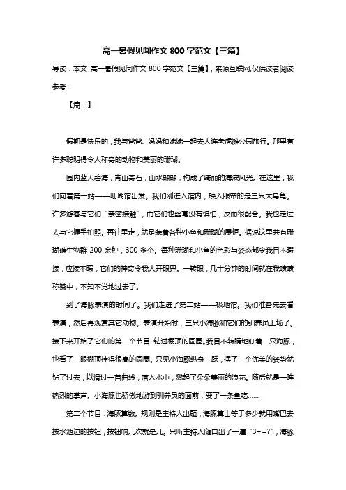 高一暑假见闻作文800字范文【三篇】
