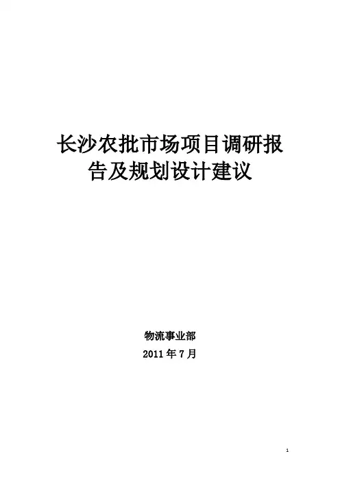 长沙农批市场项目调研报告及规划设计建议