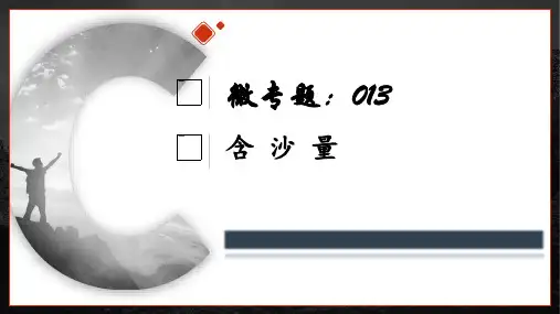 微专题13含沙量-备战2023年高考地理一轮复习考点微专题