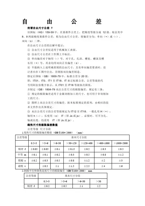 国标自由公差表