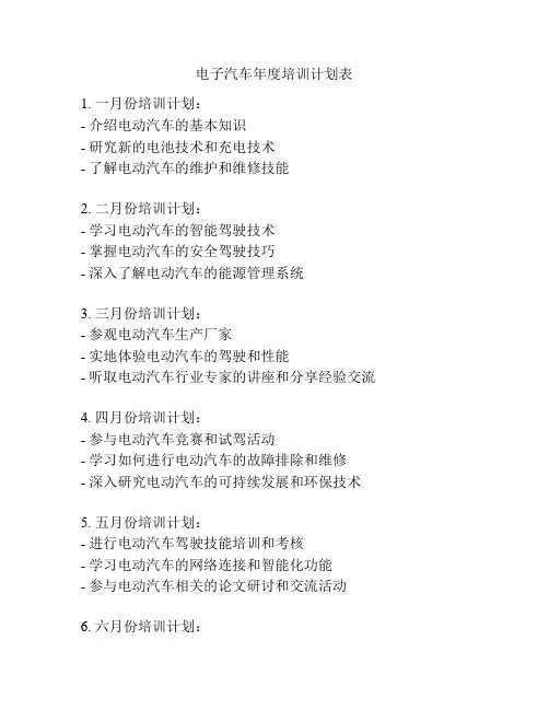 电子汽车年度培训计划表