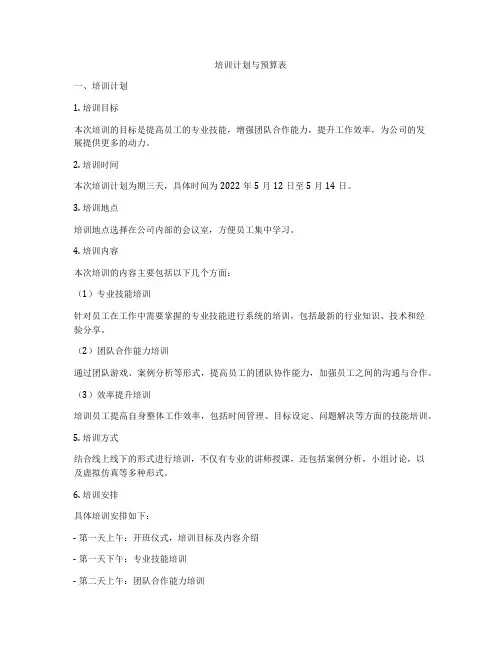 培训计划与预算表