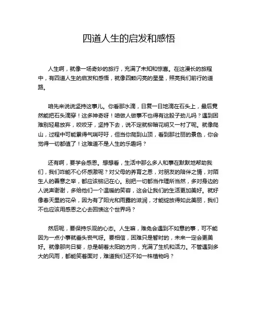 四道人生的启发和感悟
