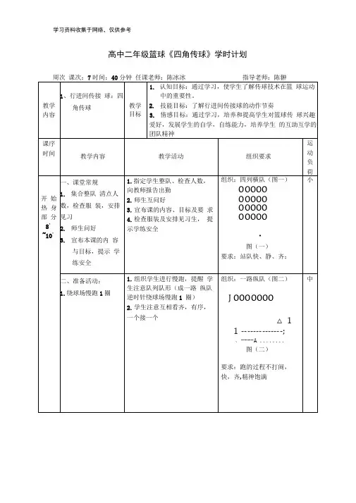 篮球课《四角传球》1