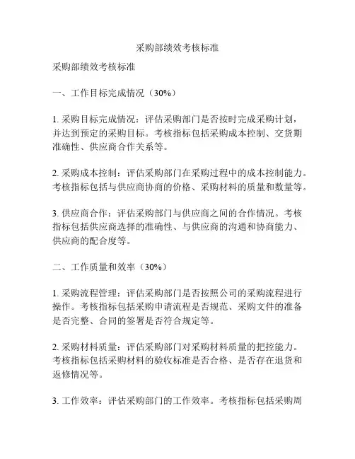 采购部绩效考核标准