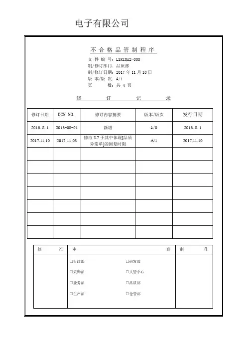 QC080000不合格品管制程序
