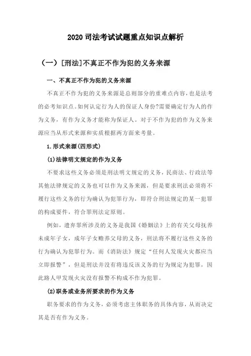 2020司法考试试题重点知识点解析