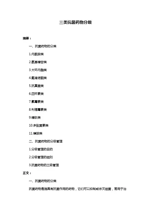 三类抗菌药物分级