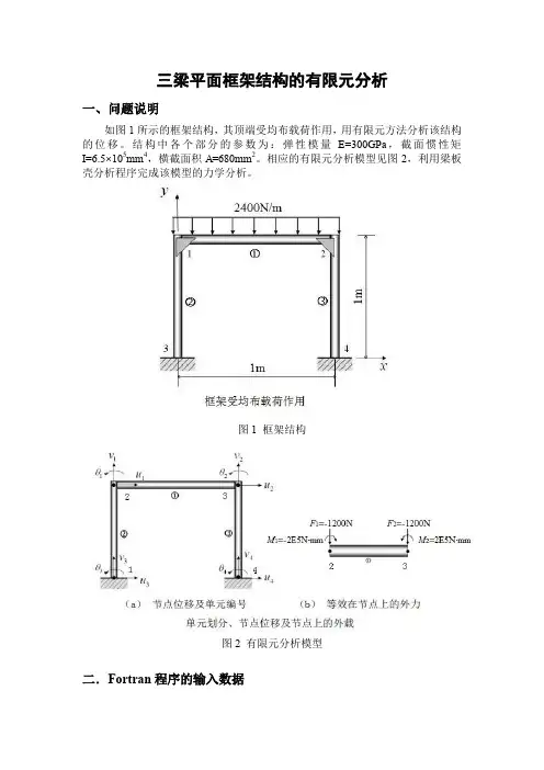 平面框架结构的有限元分析