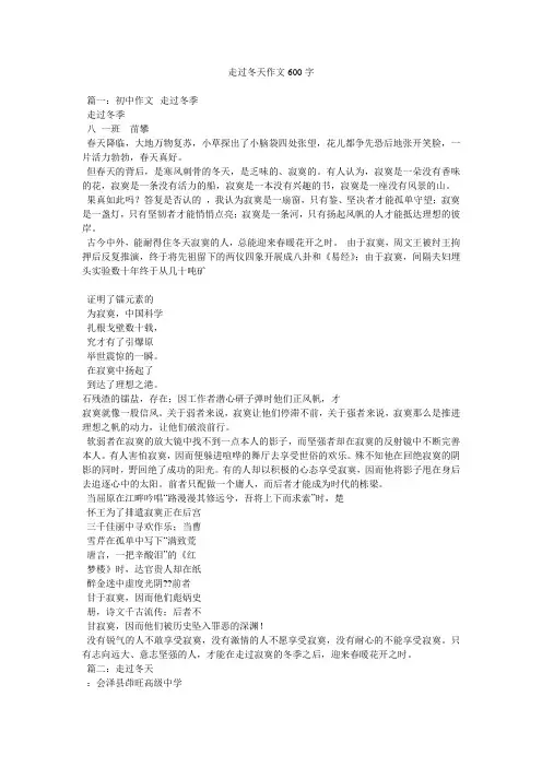 走过冬天作文600字