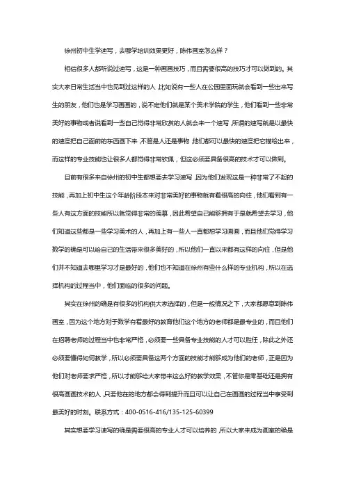 徐州初中生学速写,去哪学培训效果更好,陈伟画室怎么样？