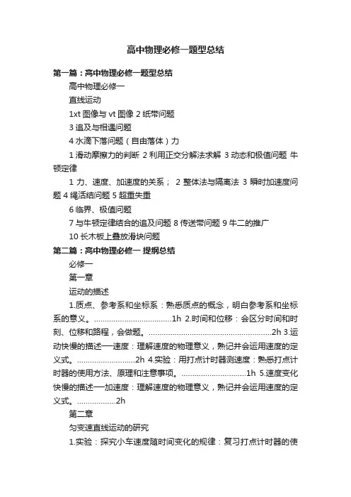 高中物理必修一题型总结