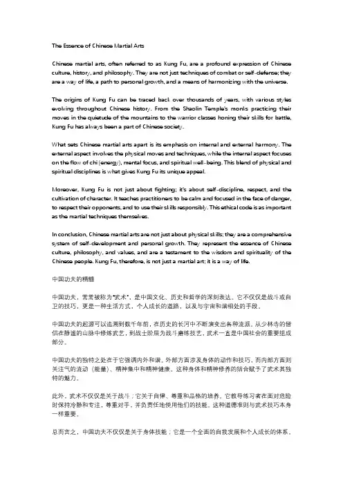 中国功夫英语作文150词