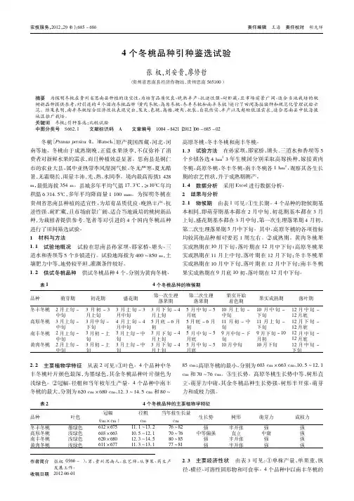 4个冬桃品种引种鉴选