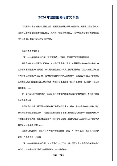 2024年温暖的港湾作文5篇
