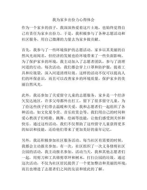我为家乡出份力心得体会
