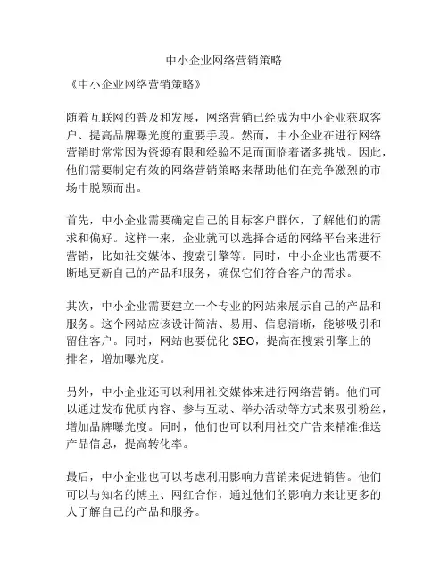 中小企业网络营销策略