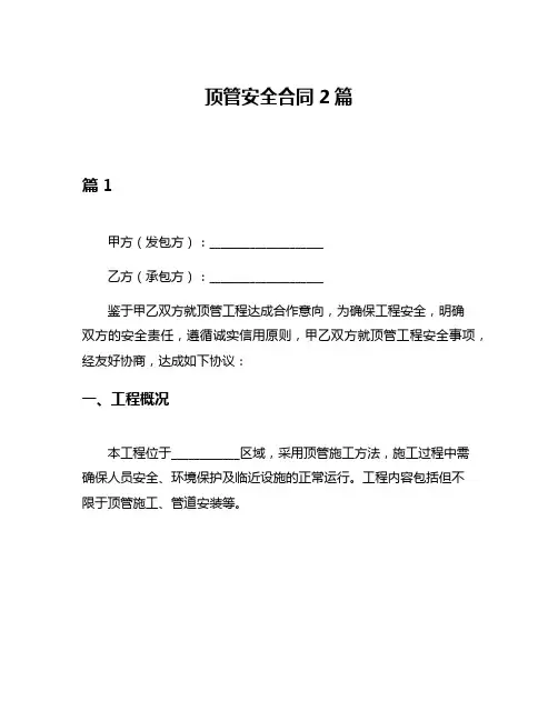 顶管安全合同2篇