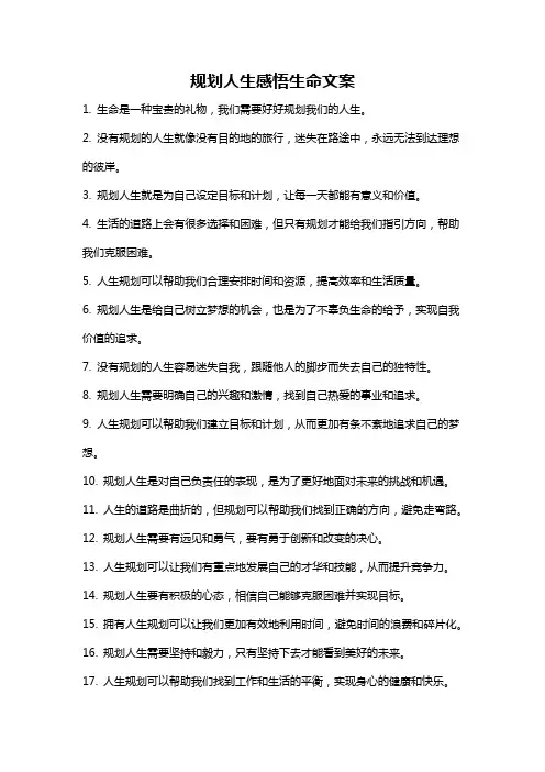 规划人生感悟生命文案