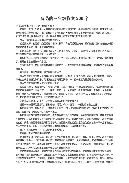 荷花的三年级作文300字（精选26篇）
