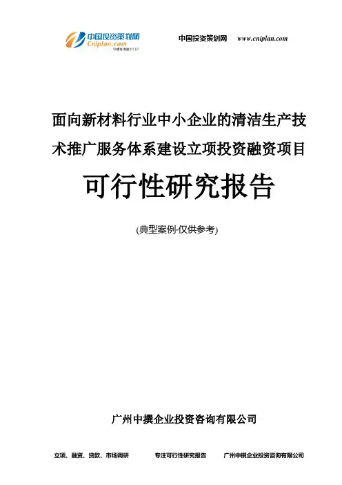 面向新材料行业中小企业的清洁生产技术推广服务体系建设融资投资立项项目可行性研究报告(中撰咨询)