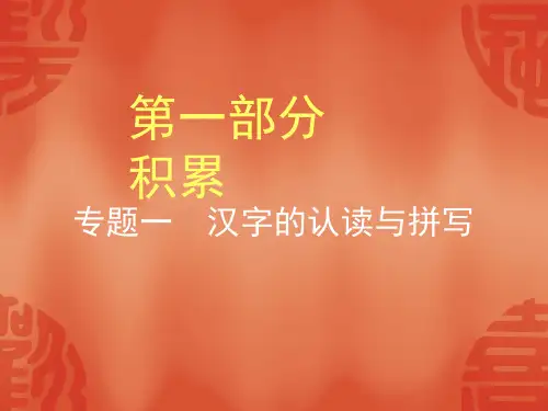 浙江中考语文总复习专题一 汉字的认读与拼写