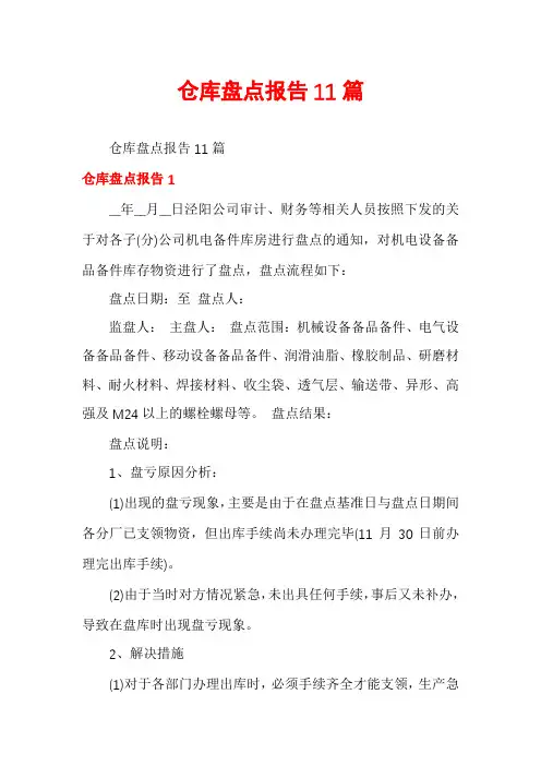 仓库盘点报告11篇