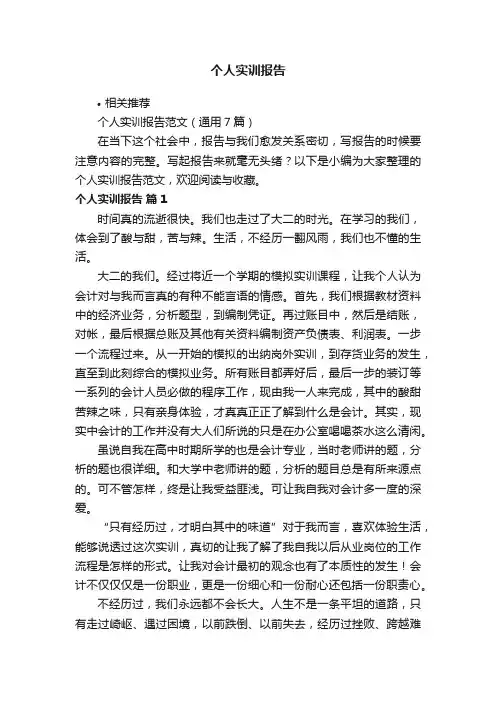 个人实训报告