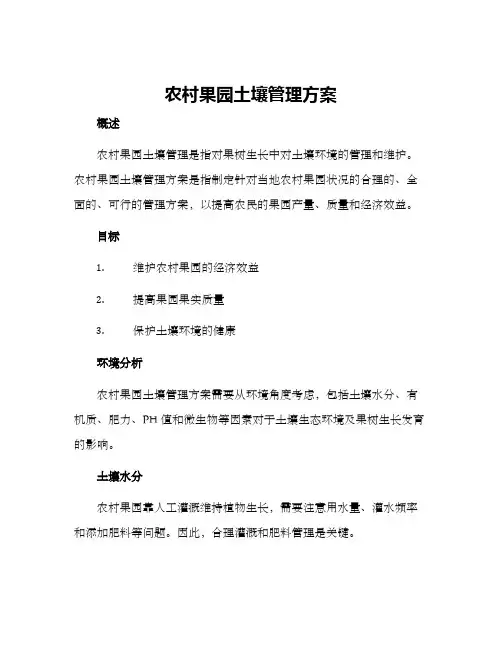 农村果园土壤管理方案