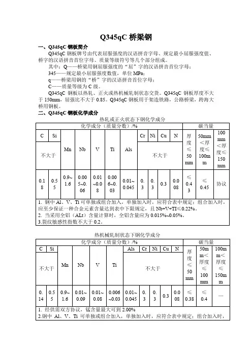 Q345qC桥梁钢交货状态及应用