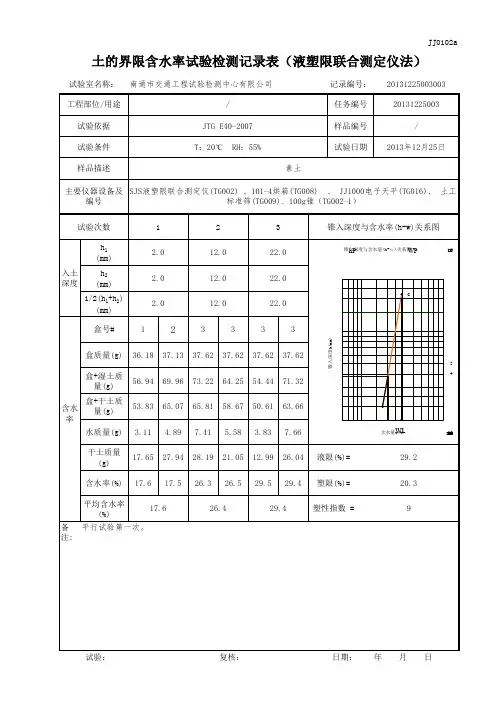 素土击实液塑限