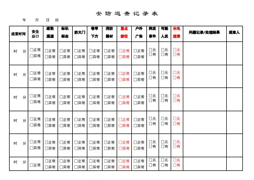 安防巡查记录表