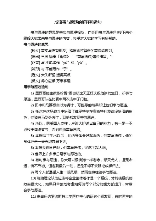 成语事与愿违的解释和造句