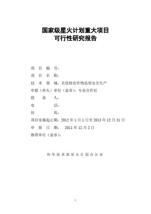 国家级星火项目可行性报告