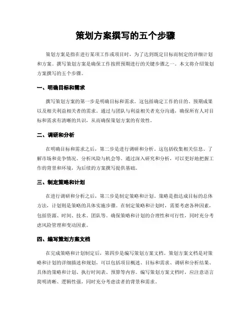策划方案撰写的五个步骤