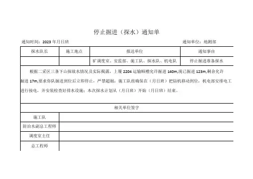原停掘通知单