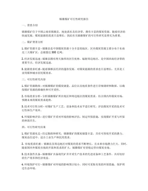 镇雄煤矿可行性研究报告