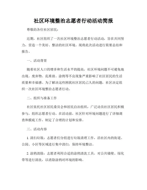 社区环境整治志愿者行动活动简报