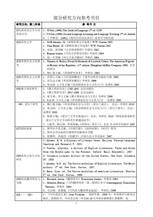 北外考研参考书目