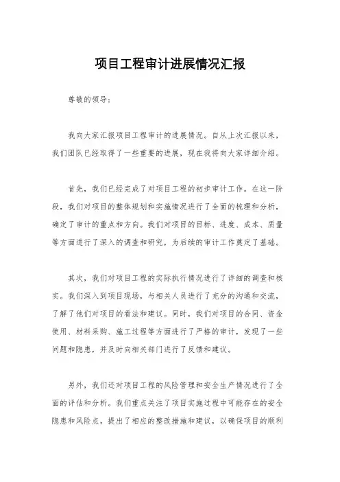 项目工程审计进展情况汇报