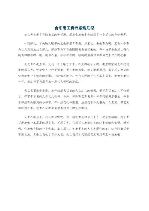 合阳南王青石殿观后感