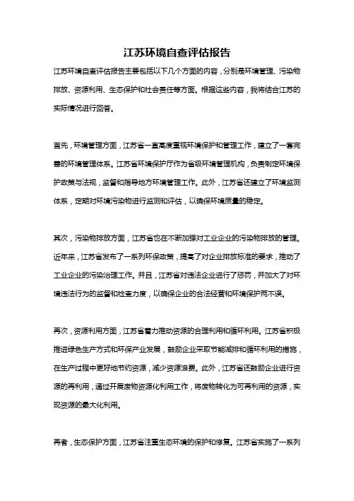 江苏环境自查评估报告
